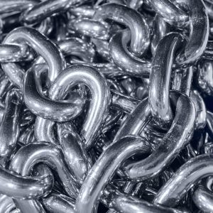 Metal chains bundled